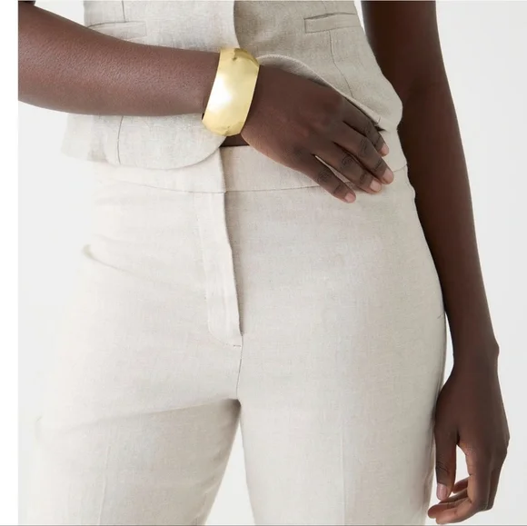 EUC J. Crew Kate Straight-Leg Pant in Stretch Linen Blend Ivory‎ Size 0P - Picture 3 of 11